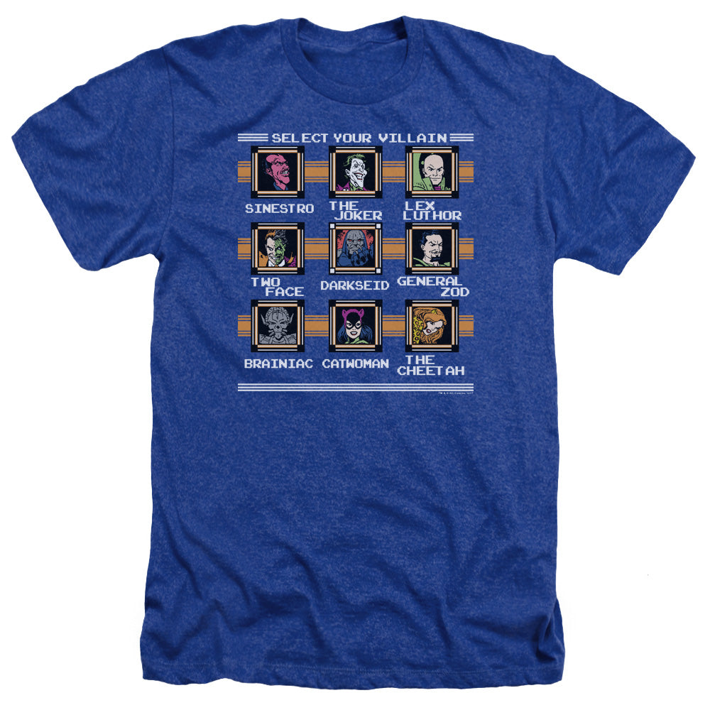 AN OFFCIALLY LICENSED DC STAGE SELECT MEN'S HEATHER T-SHIRT ROYAL