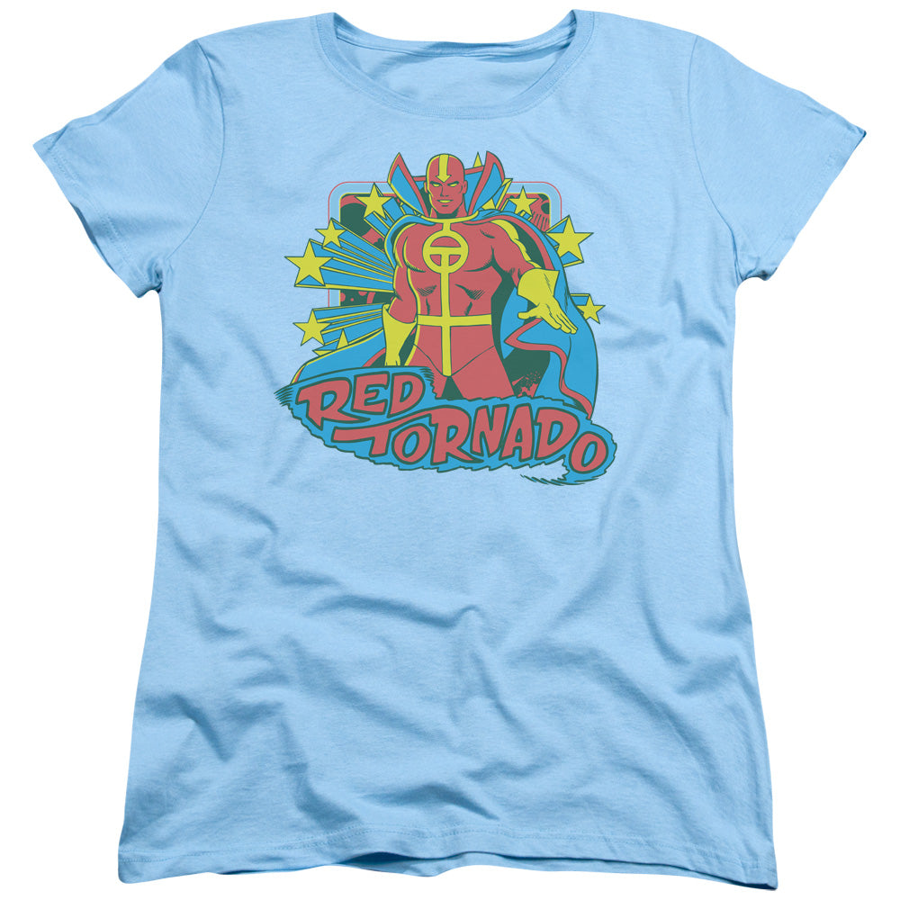 AN OFFCIALLY LICENSED DC RED TORNADO STARS WOMEN'S REGULAR FIT T-SHIRT LIGHT BLUE