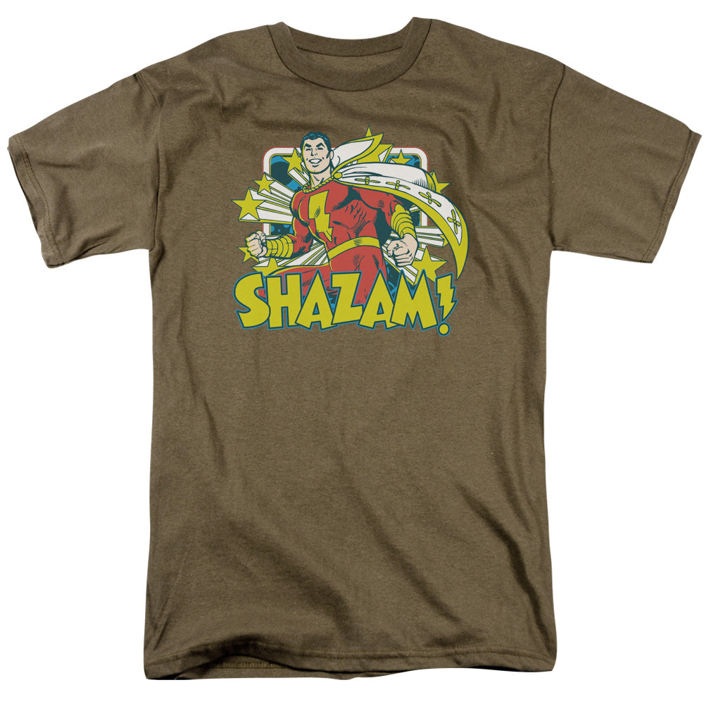 AN OFFCIALLY LICENSED DC SHAZAM STARS MEN'S REGULAR FIT T-SHIRT SAFARI GREEN
