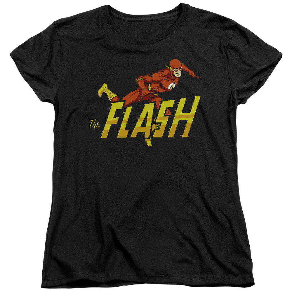 AN OFFCIALLY LICENSED DC FLASH 8 BIT FLASH WOMEN'S REGULAR FIT T-SHIRT BLACK