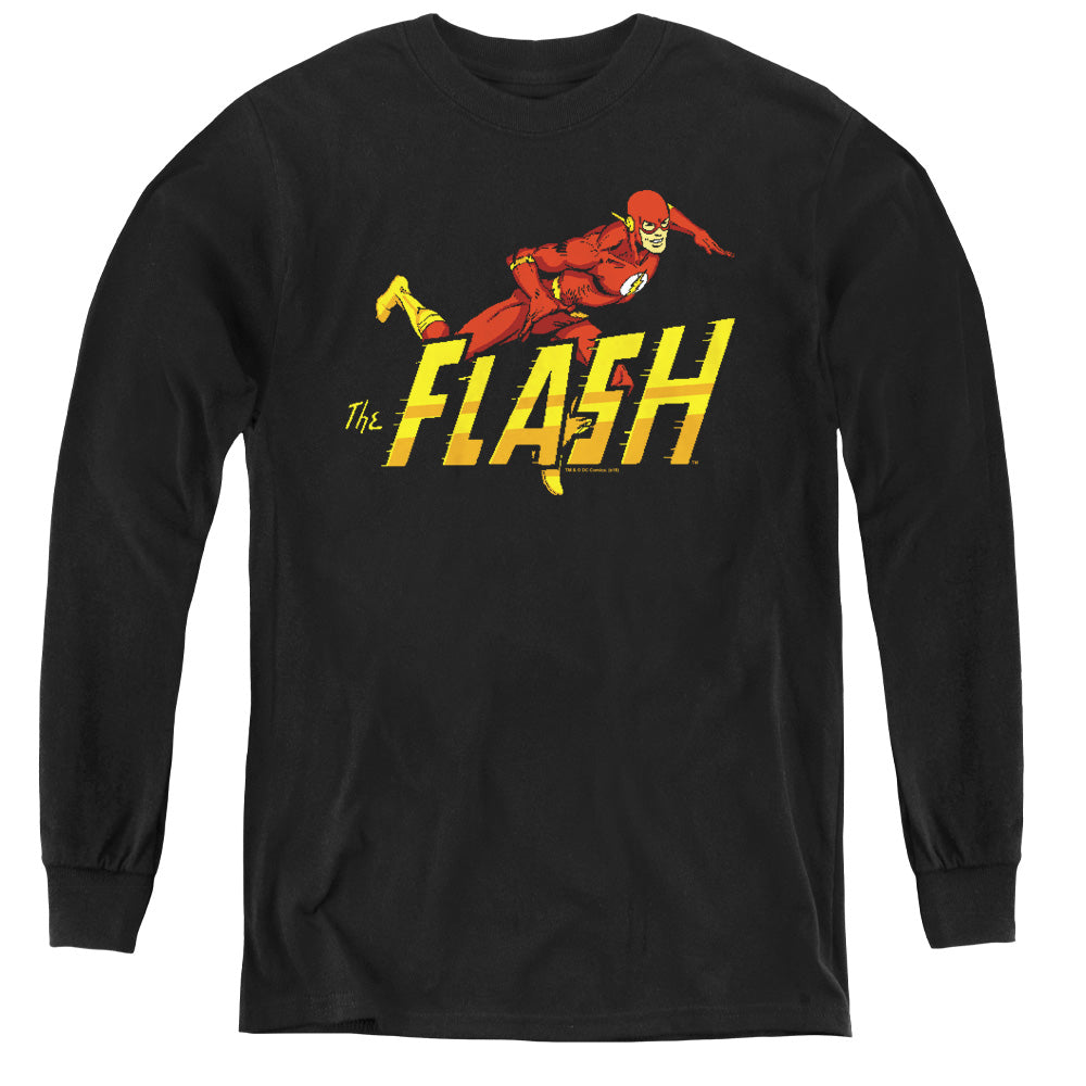 AN OFFCIALLY LICENSED DC FLASH 8 BIT FLASH YOUTH LONG SLEEVE T-SHIRT BLACK