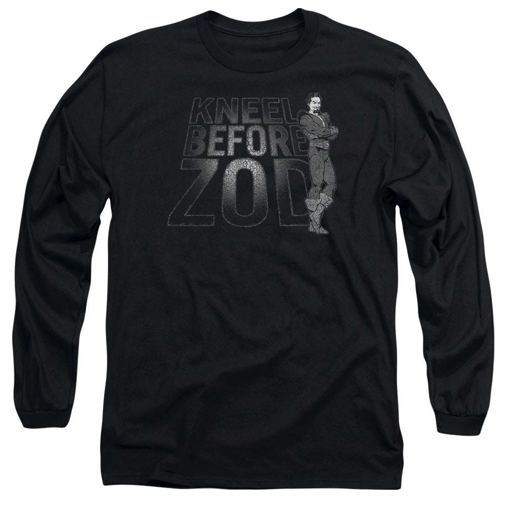 AN OFFCIALLY LICENSED DC KNEEL ZOD MEN'S LONG SLEEVE T-SHIRT BLACK