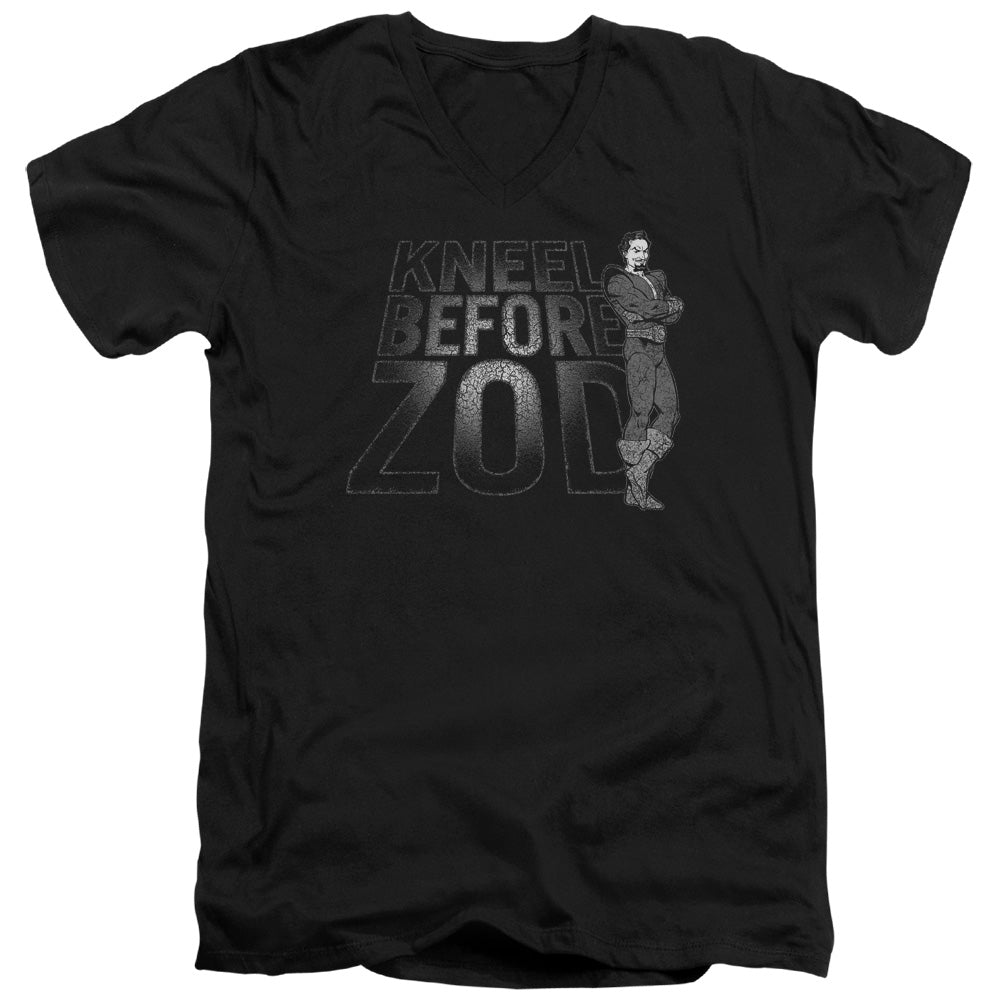 AN OFFCIALLY LICENSED DC KNEEL ZOD MEN'S V-NECK T-SHIRT BLACK