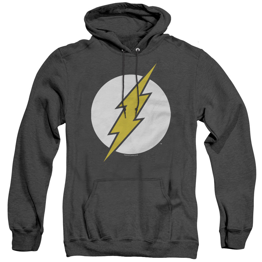 AN OFFCIALLY LICENSED DC FLASH FL CLASSIC ADULT UNISEX HEATHER PULLOVER HOODIE BLACK