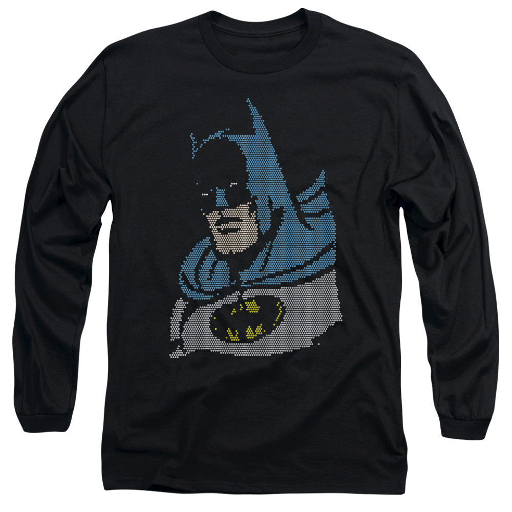 AN OFFCIALLY LICENSED DC LITE BRITE BATMAN MEN'S LONG SLEEVE T-SHIRT BLACK