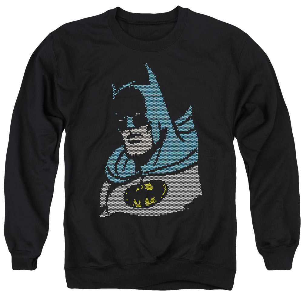 AN OFFCIALLY LICENSED DC LITE BRITE BATMAN ADULT UNISEX CREWNECK SWEATSHIRT BLACK