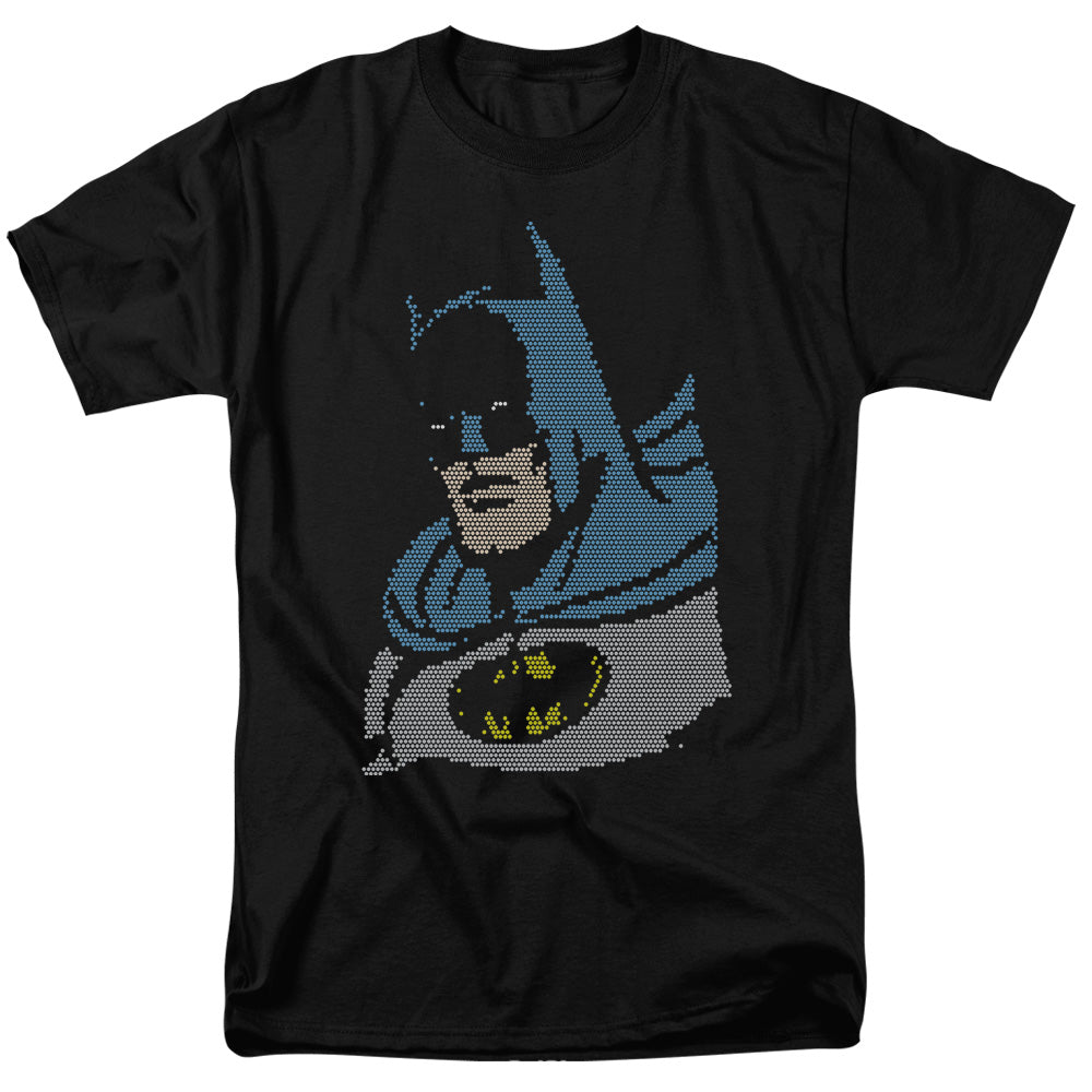AN OFFCIALLY LICENSED DC LITE BRITE BATMAN MEN'S REGULAR FIT T-SHIRT BLACK