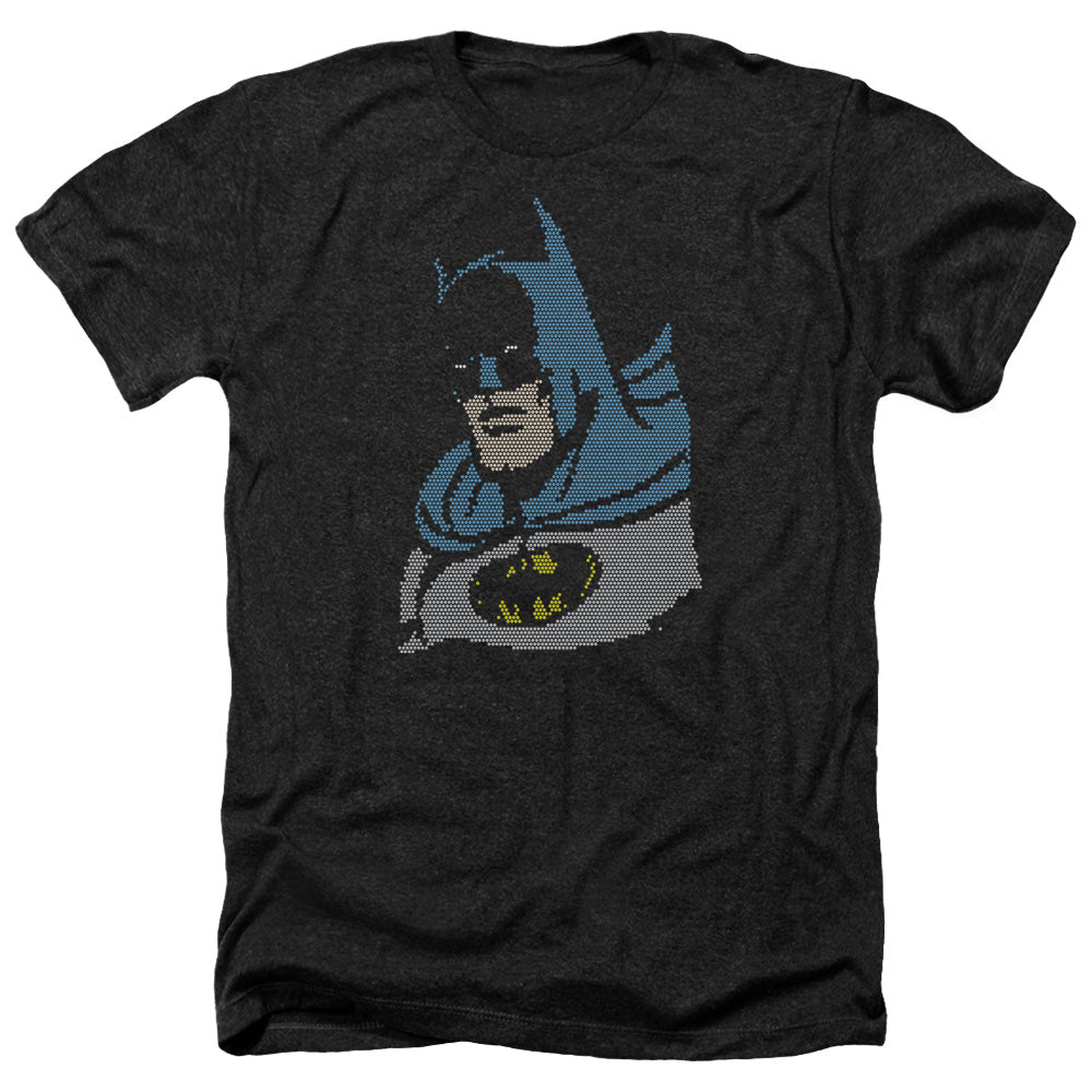 AN OFFCIALLY LICENSED DC LITE BRITE BATMAN MEN'S HEATHER T-SHIRT CHARCOAL