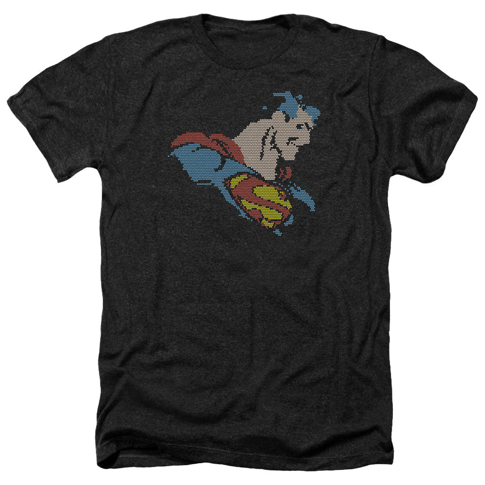 AN OFFCIALLY LICENSED DC LITE BRITE SUPERMAN MEN'S HEATHER T-SHIRT CHARCOAL