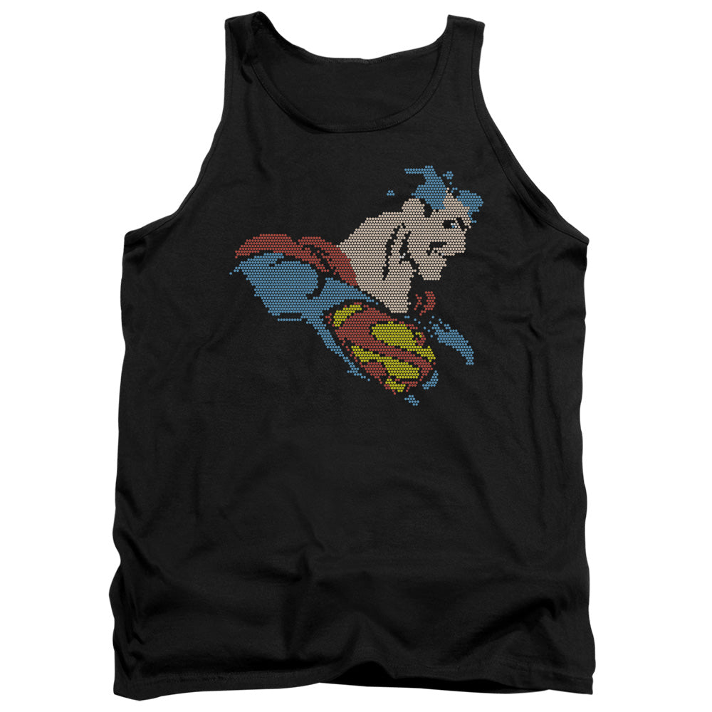 AN OFFCIALLY LICENSED DC LITE BRITE SUPERMAN ADULT UNISEX TANK TOP BLACK