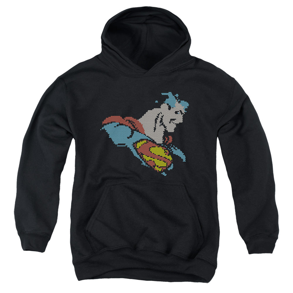 AN OFFCIALLY LICENSED DC LITE BRITE SUPERMAN YOUTH HOODIE BLACK