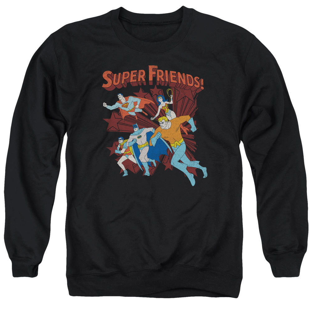 AN OFFCIALLY LICENSED DC SUPER RUNNING ADULT UNISEX CREWNECK SWEATSHIRT BLACK