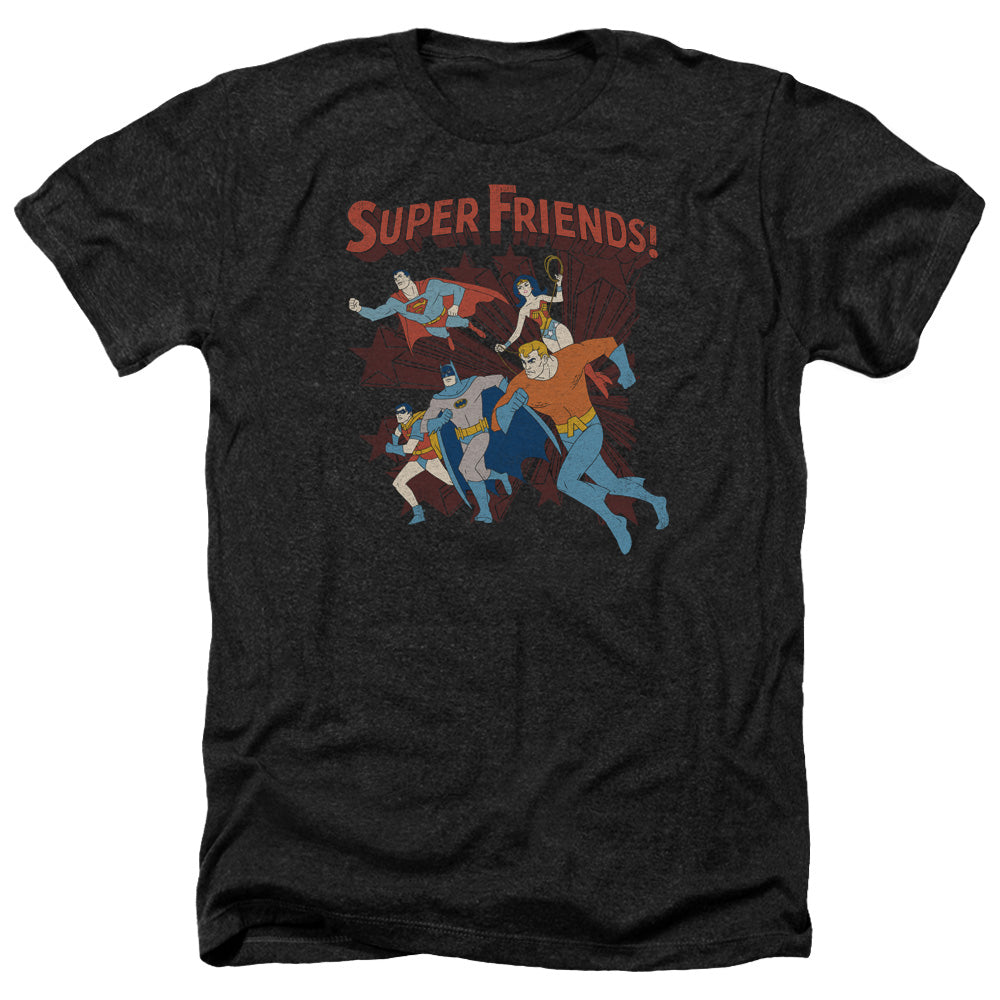 AN OFFCIALLY LICENSED DC SUPER RUNNING MEN'S HEATHER T-SHIRT CHARCOAL