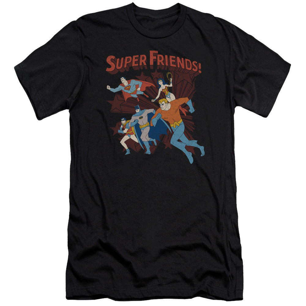 AN OFFCIALLY LICENSED DC SUPER RUNNING MEN'S PREMIUM SLIM FIT T-SHIRT BLACK