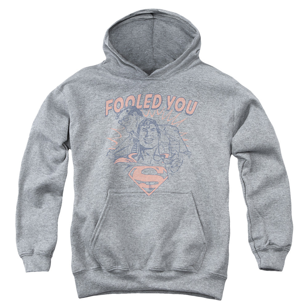 AN OFFCIALLY LICENSED DC FOOLED YOU YOUTH HOODIE ATHLETIC HEATHER