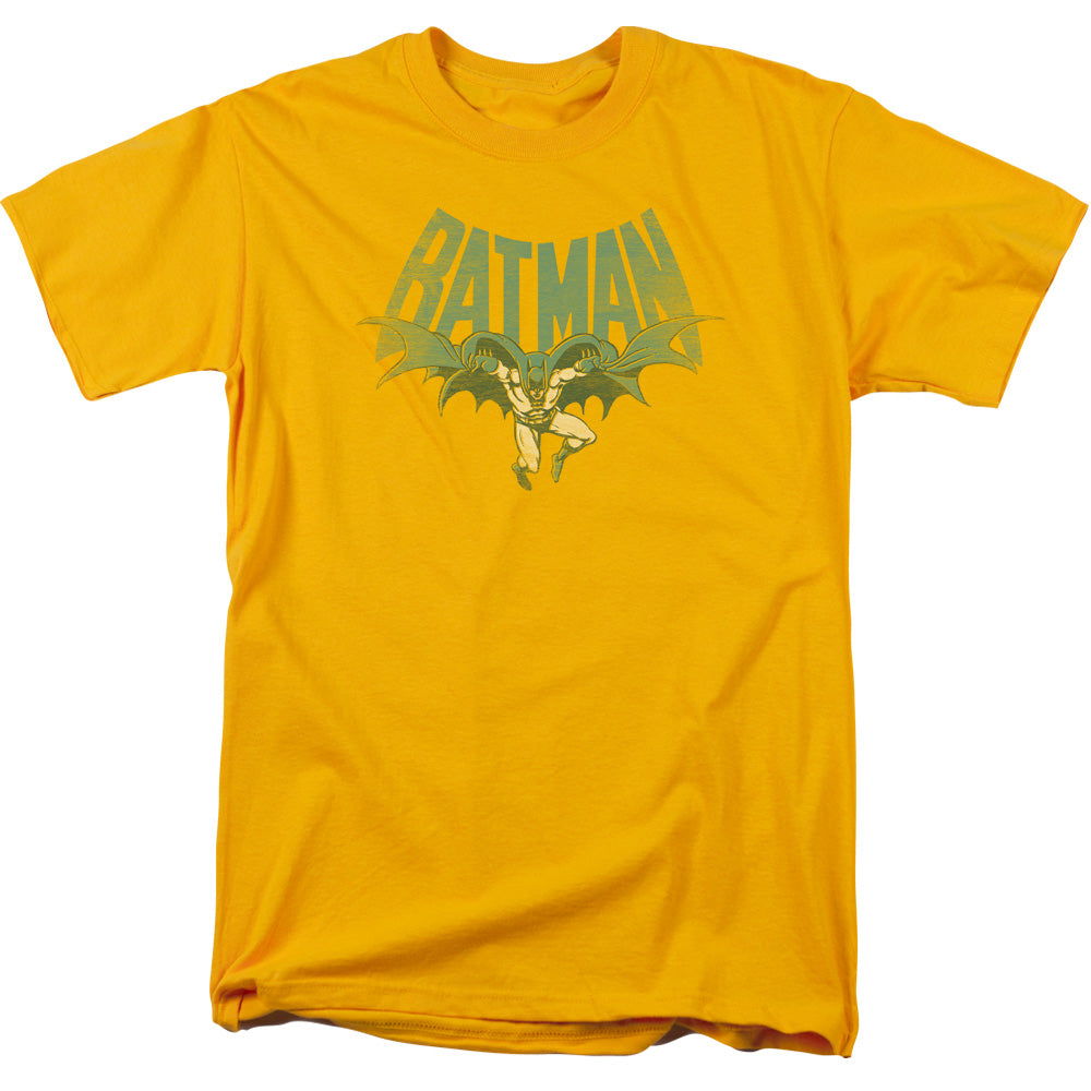AN OFFCIALLY LICENSED DC FLYING BAT MEN'S REGULAR FIT T-SHIRT GOLD
