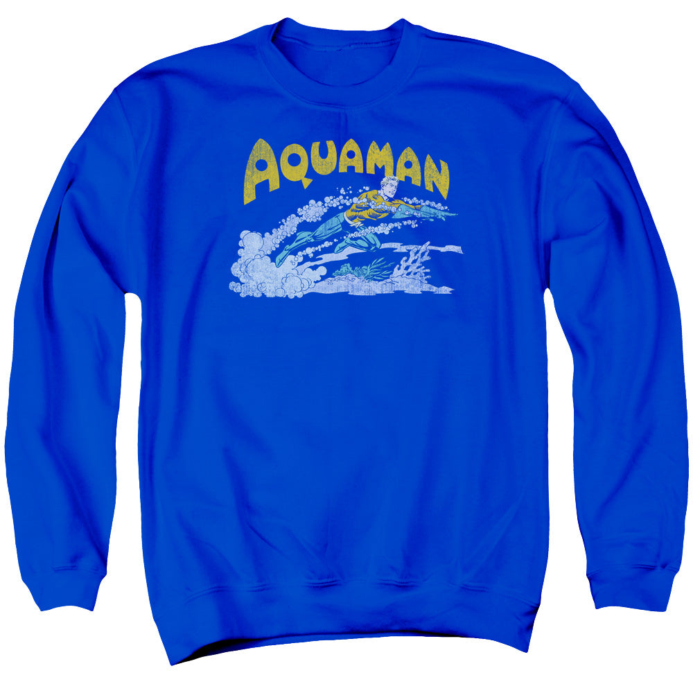 AN OFFCIALLY LICENSED DC AQUA SWIM ADULT UNISEX CREWNECK SWEATSHIRT ROYAL