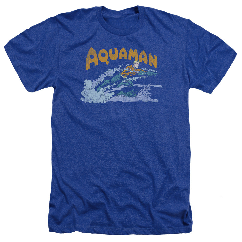 AN OFFCIALLY LICENSED DC AQUA SWIM MEN'S HEATHER T-SHIRT ROYAL