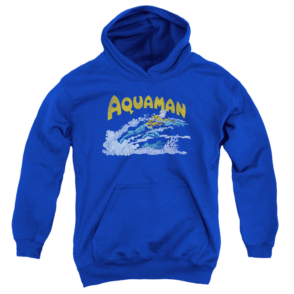 AN OFFCIALLY LICENSED DC AQUA SWIM YOUTH HOODIE ROYAL