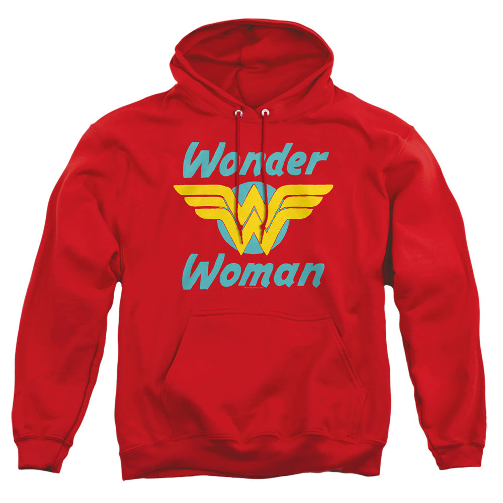 AN OFFCIALLY LICENSED DC WONDER WINGS ADULT UNISEX PULLOVER HOODIE RED