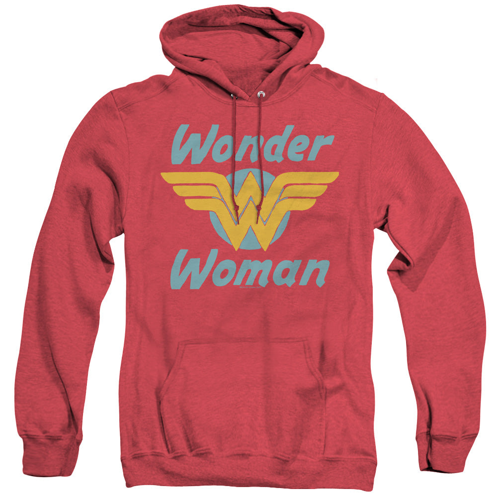 AN OFFCIALLY LICENSED DC WONDER WINGS ADULT UNISEX HEATHER PULLOVER HOODIE RED