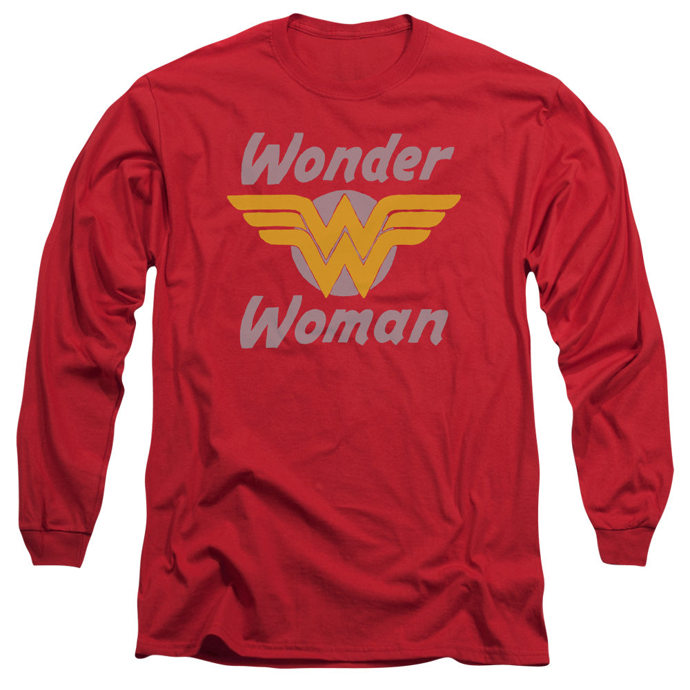 AN OFFCIALLY LICENSED DC WONDER WINGS MEN'S LONG SLEEVE T-SHIRT RED