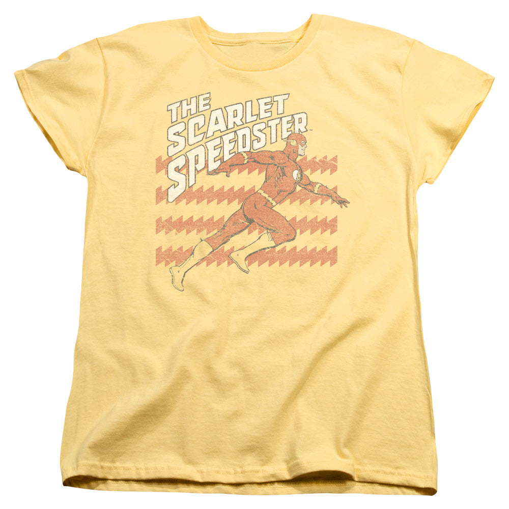 AN OFFCIALLY LICENSED DC FLASH SCARLET SPEEDSTER WOMEN'S REGULAR FIT T-SHIRT BANANA