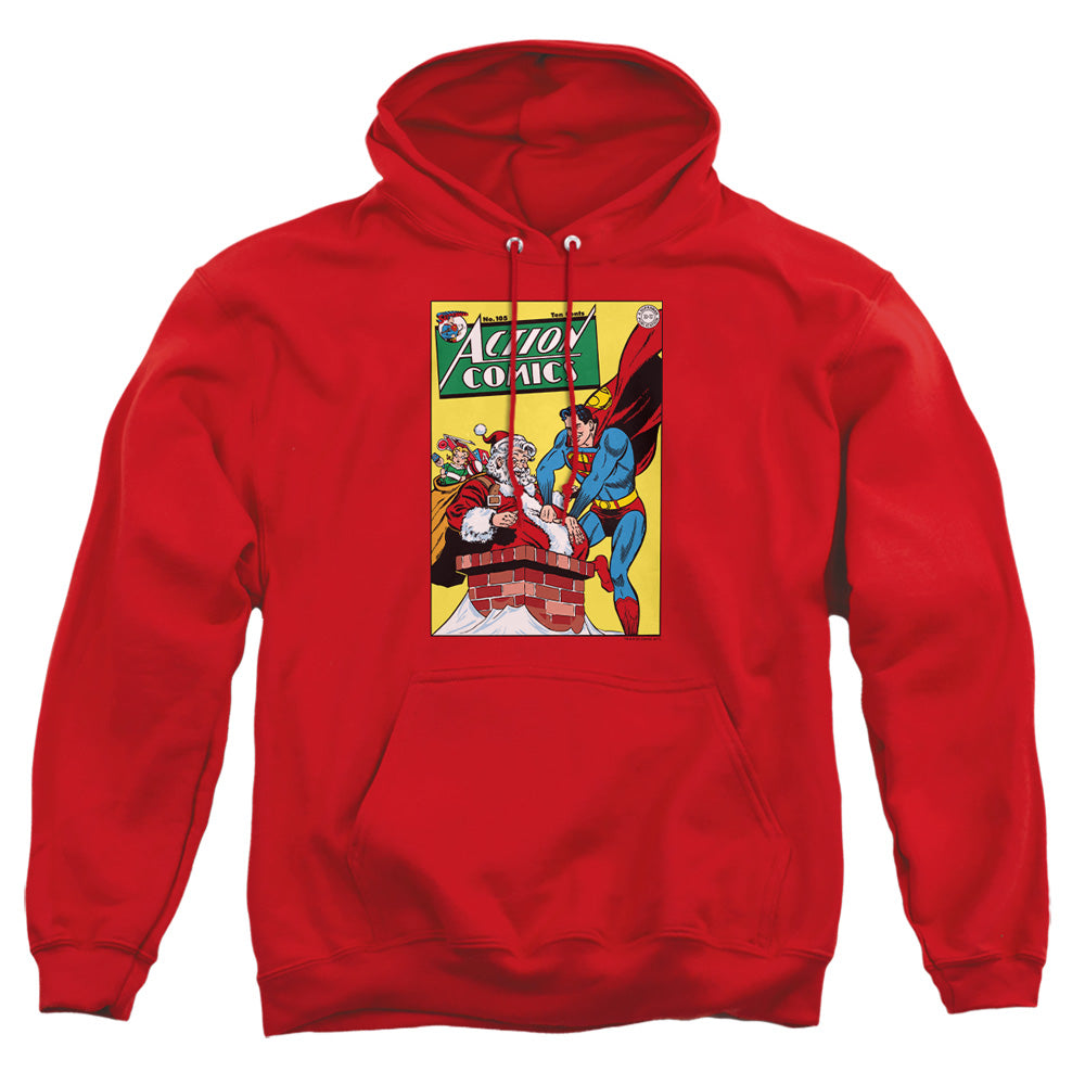 AN OFFCIALLY LICENSED DC COVER NO. 105 ADULT UNISEX PULLOVER HOODIE RED