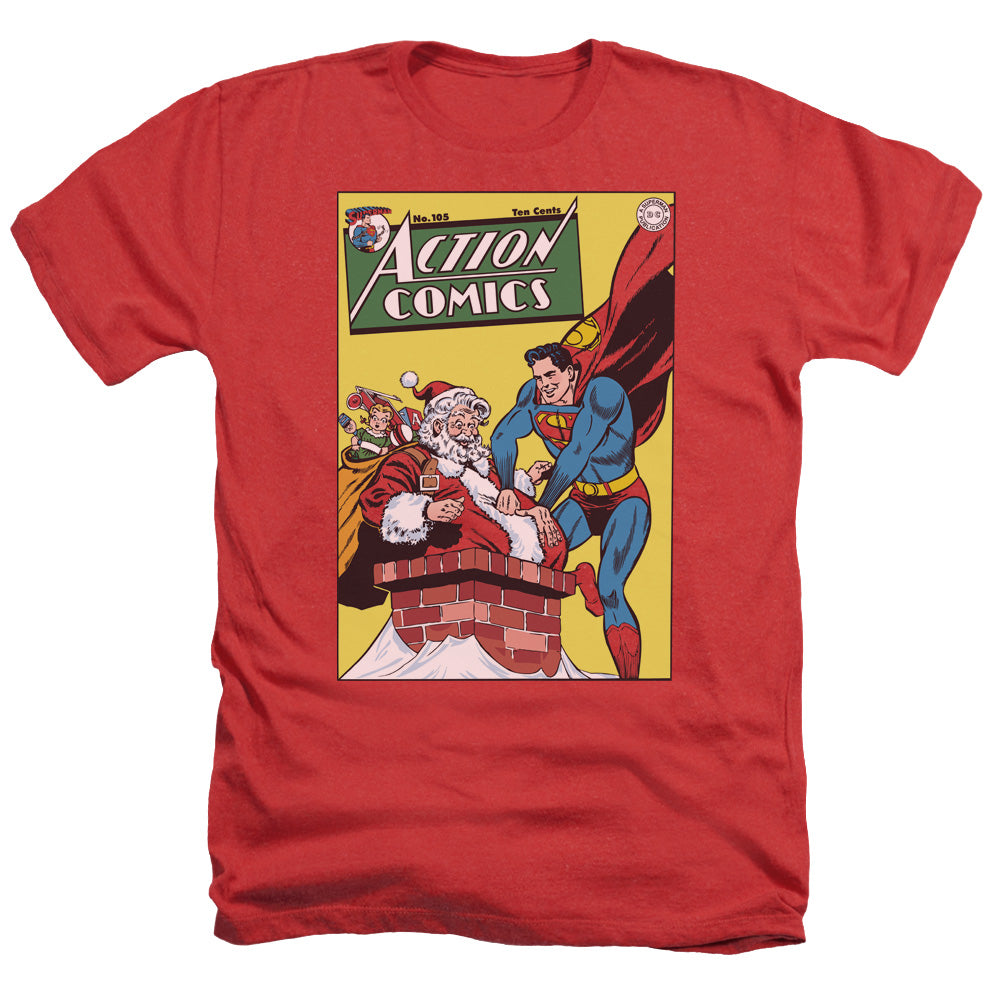 AN OFFCIALLY LICENSED DC COVER NO. 105 MEN'S HEATHER T-SHIRT RED