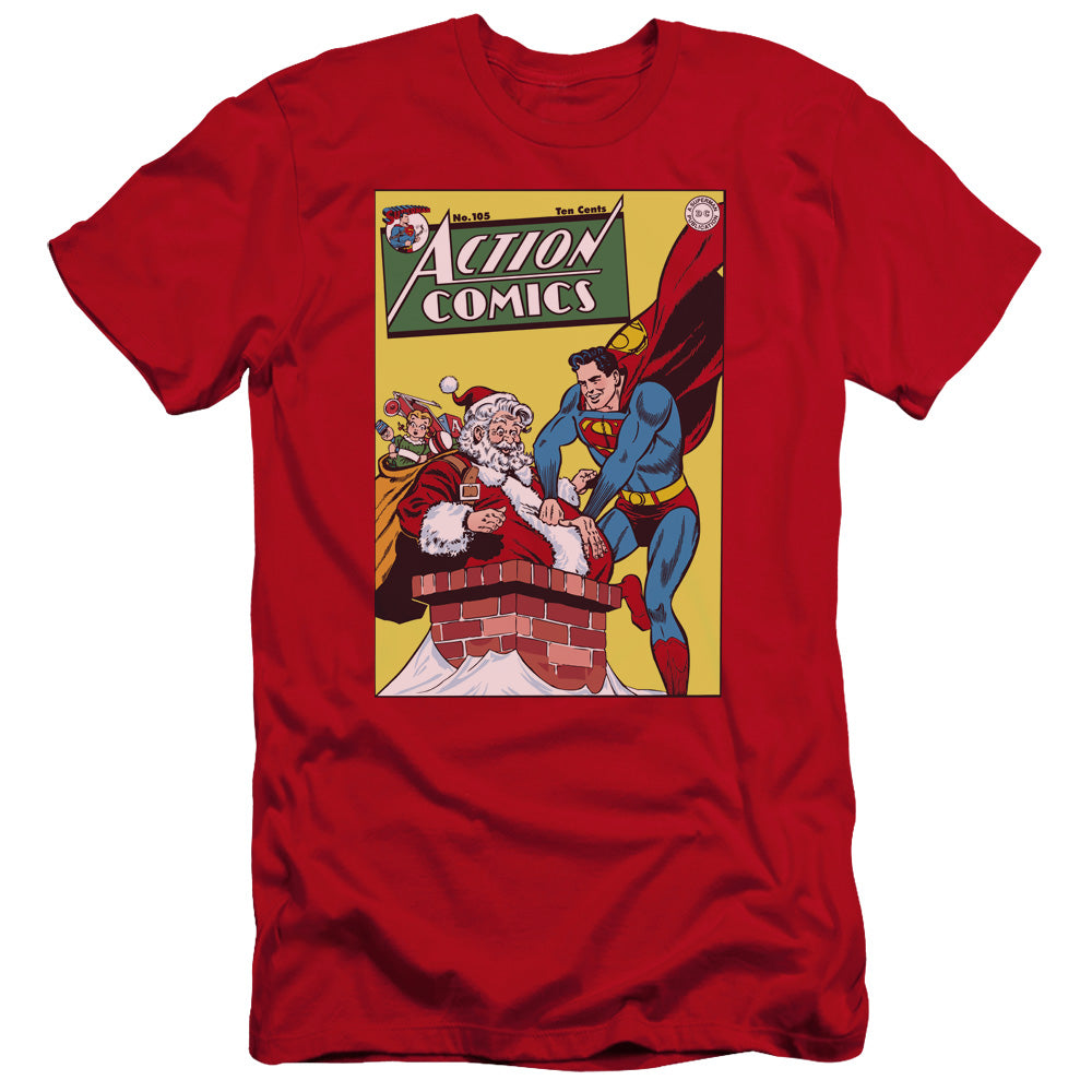 AN OFFCIALLY LICENSED DC COVER NO. 105 MEN'S PREMIUM SLIM FIT T-SHIRT RED