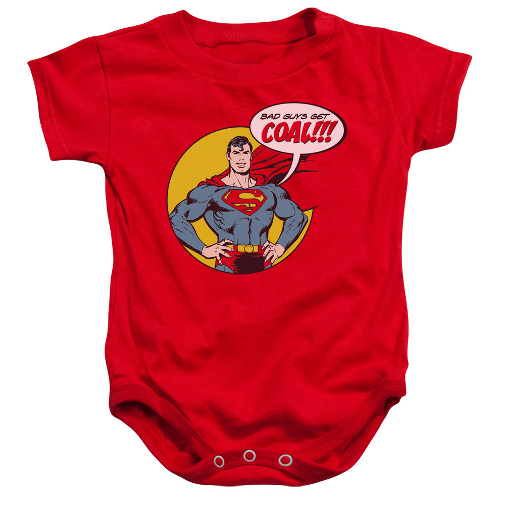 AN OFFCIALLY LICENSED DC COAL BABY BODYSUIT RED