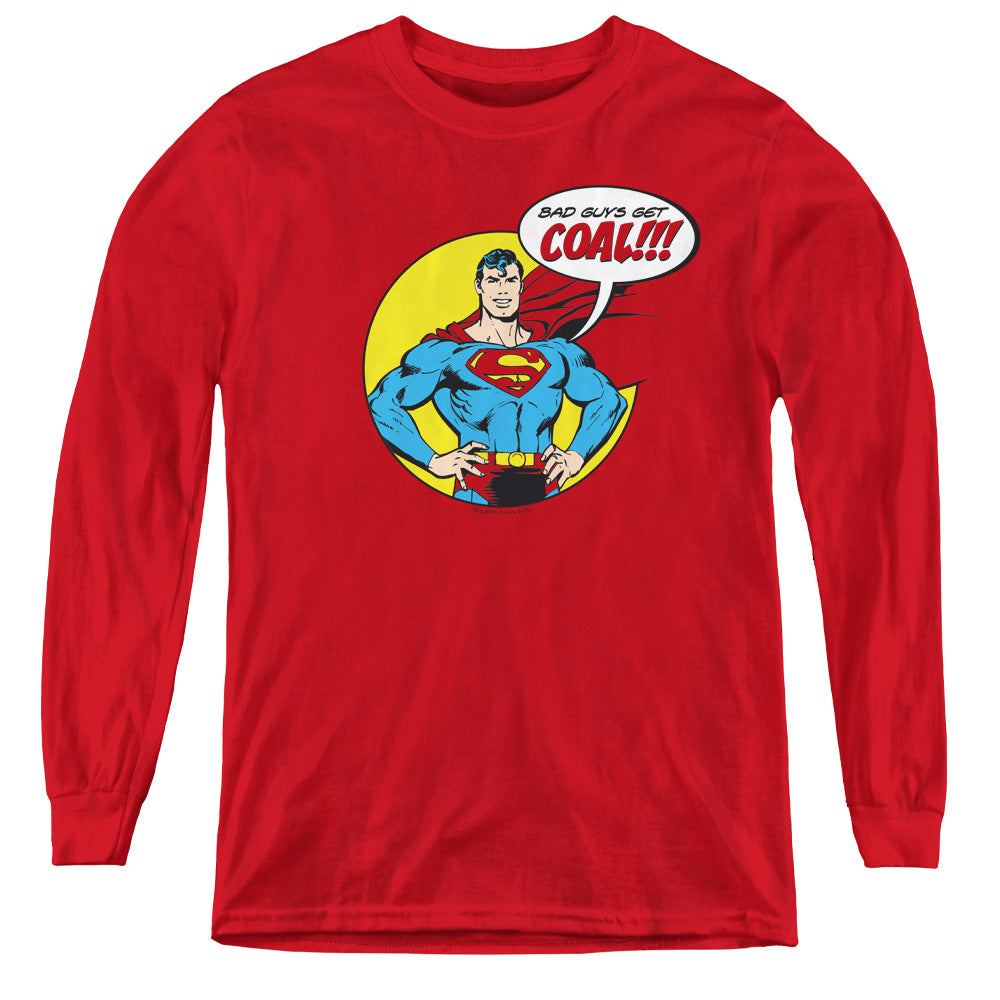 AN OFFCIALLY LICENSED DC COAL YOUTH LONG SLEEVE T-SHIRT RED