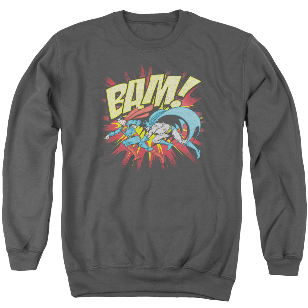 AN OFFCIALLY LICENSED DC BAM ADULT UNISEX CREWNECK SWEATSHIRT CHARCOAL