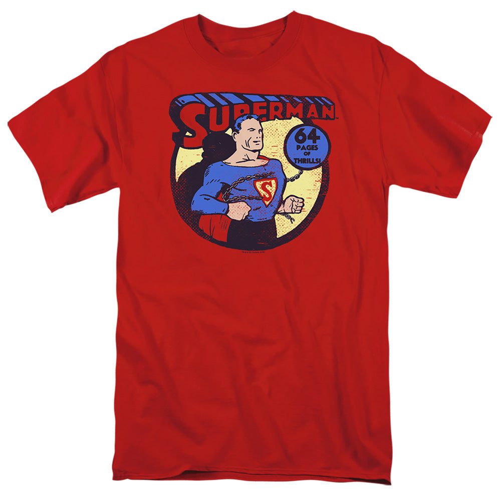 AN OFFCIALLY LICENSED DC SUPERMAN 64 MEN'S REGULAR FIT T-SHIRT RED