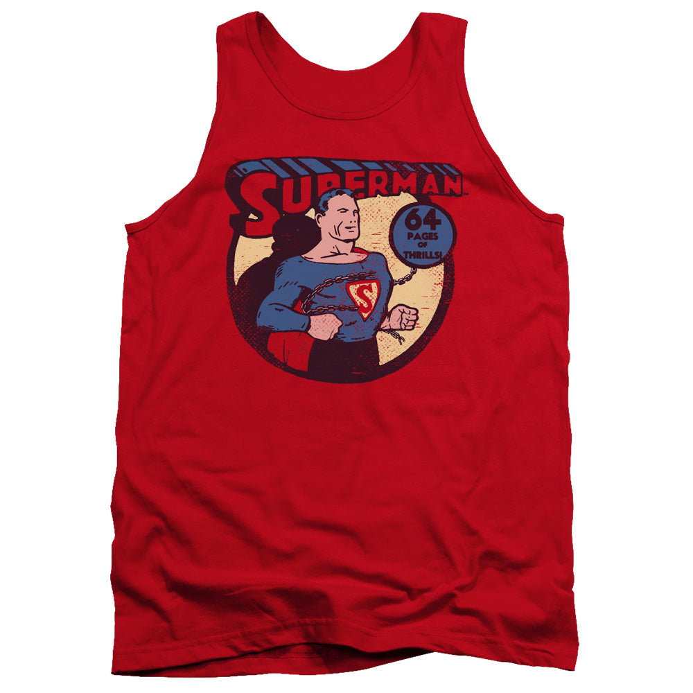 AN OFFCIALLY LICENSED DC SUPERMAN 64 ADULT UNISEX TANK TOP RED