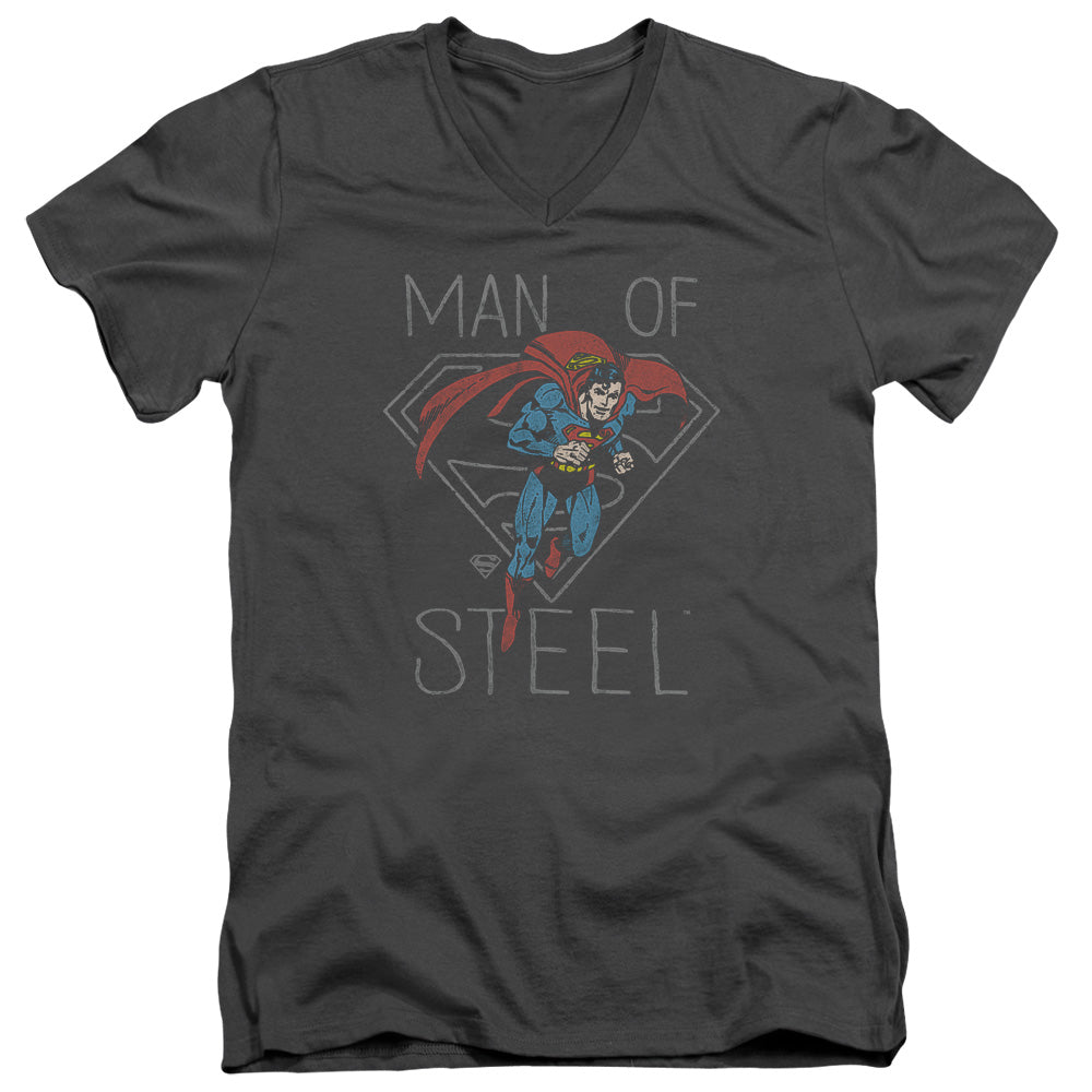 AN OFFCIALLY LICENSED DC HARDENED HEART MEN'S V-NECK T-SHIRT CHARCOAL