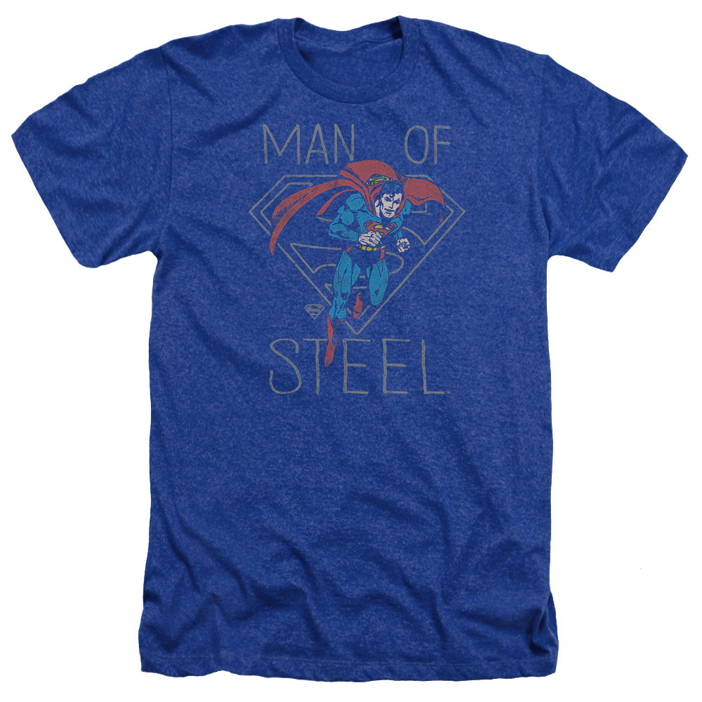 AN OFFCIALLY LICENSED DC HARDENED HEART MEN'S HEATHER T-SHIRT ROYAL
