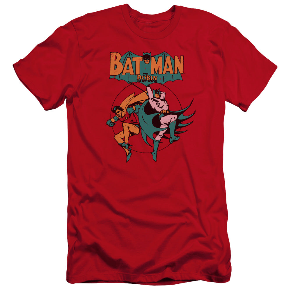 AN OFFCIALLY LICENSED DC STARLING SHOCK MEN'S PREMIUM SLIM FIT T-SHIRT RED
