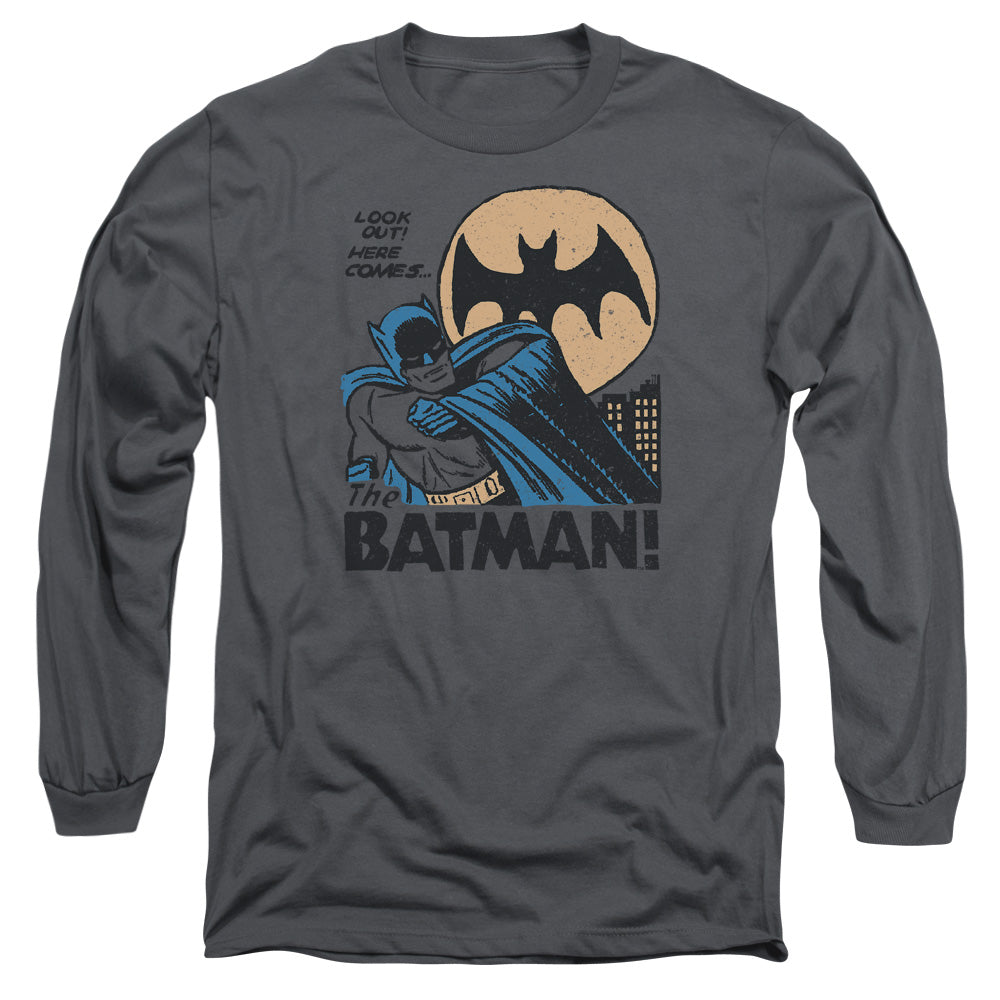 AN OFFCIALLY LICENSED DC LOOK OUT MEN'S LONG SLEEVE T-SHIRT CHARCOAL