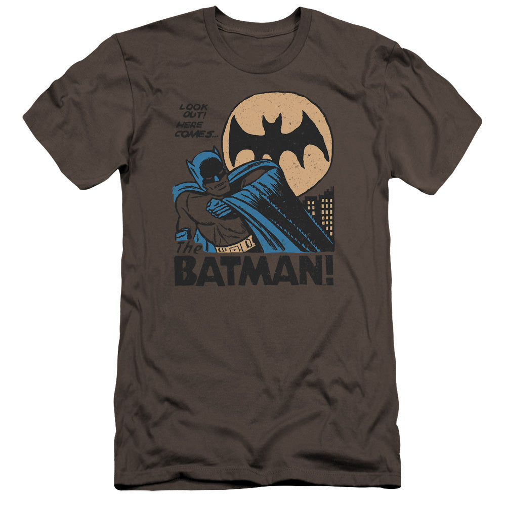 AN OFFCIALLY LICENSED DC LOOK OUT MEN'S PREMIUM SLIM FIT T-SHIRT CHARCOAL