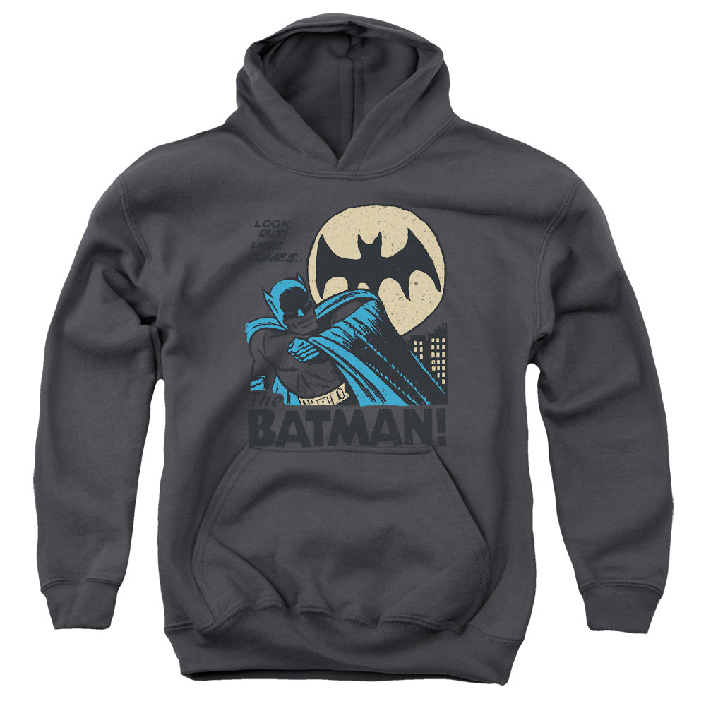 AN OFFCIALLY LICENSED DC LOOK OUT YOUTH HOODIE CHARCOAL