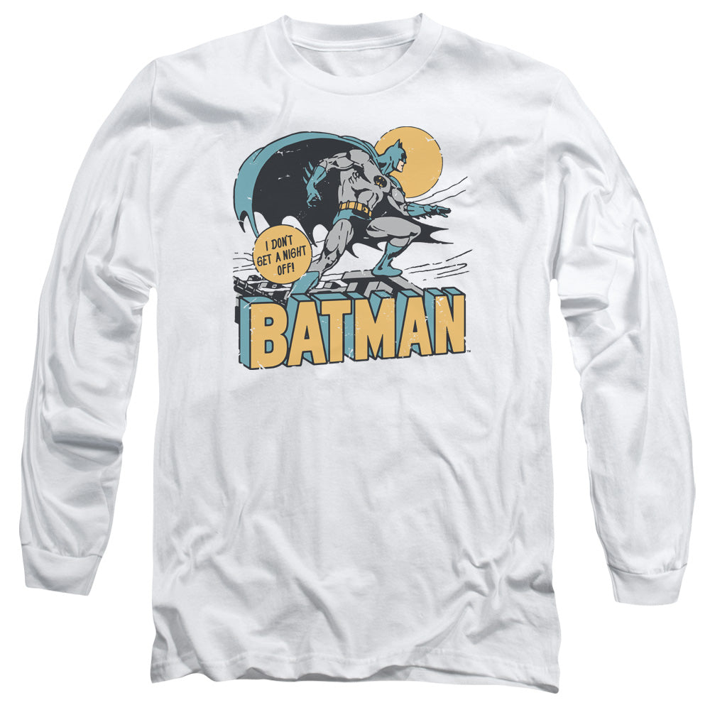 AN OFFCIALLY LICENSED DC NIGHT OFF MEN'S LONG SLEEVE T-SHIRT WHITE