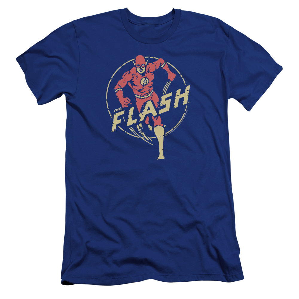 AN OFFCIALLY LICENSED DC FLASH FLASH COMICS MEN'S PREMIUM SLIM FIT T-SHIRT ROYAL