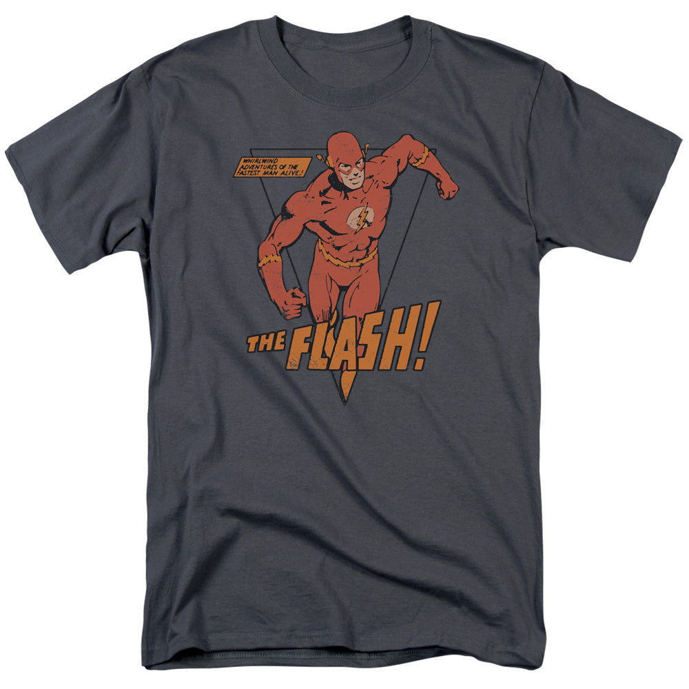 AN OFFCIALLY LICENSED DC FLASH WHIRLWIND MEN'S REGULAR FIT T-SHIRT CHARCOAL