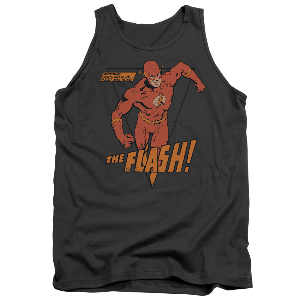 AN OFFCIALLY LICENSED DC FLASH WHIRLWIND ADULT UNISEX TANK TOP CHARCOAL