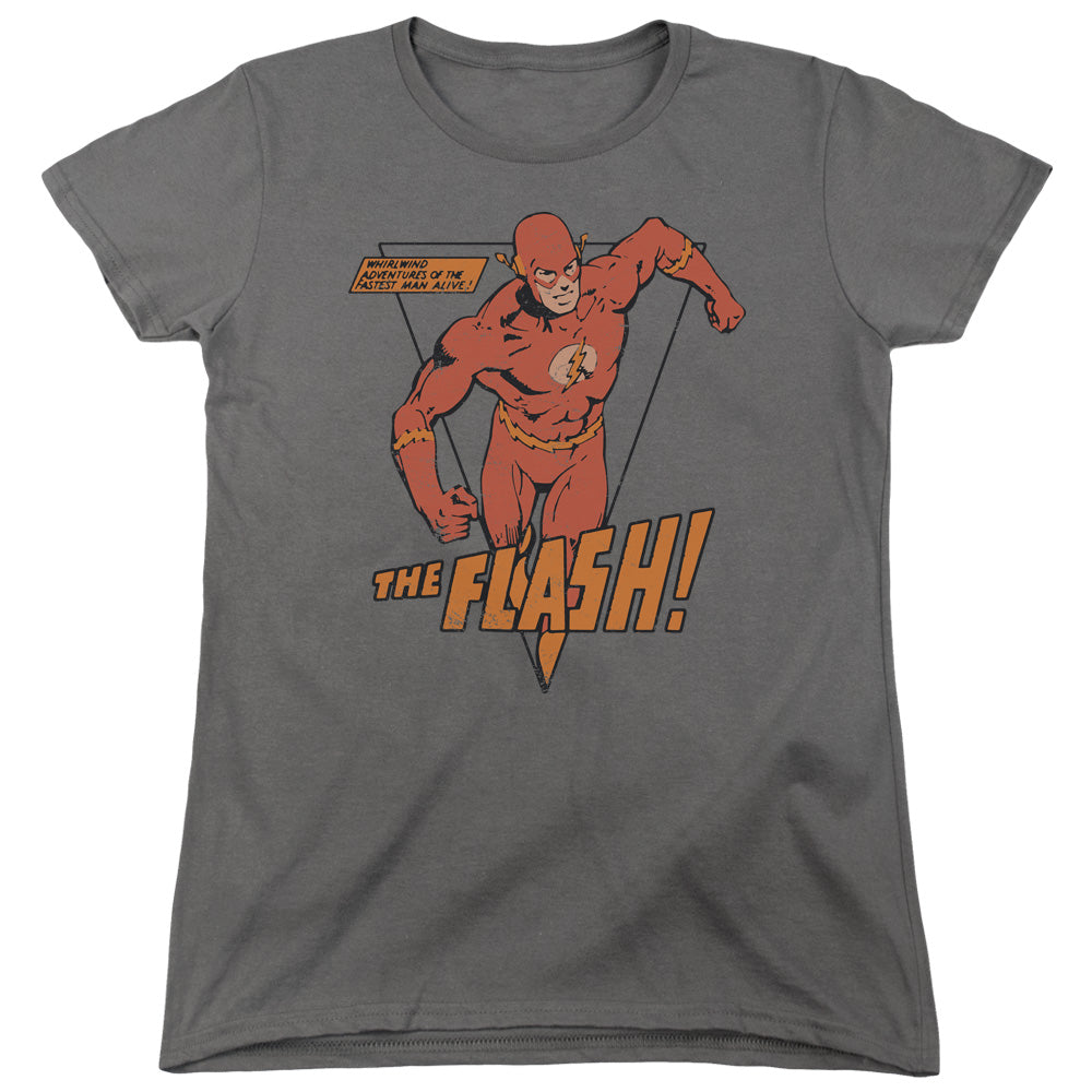 AN OFFCIALLY LICENSED DC FLASH WHIRLWIND WOMEN'S REGULAR FIT T-SHIRT CHARCOAL