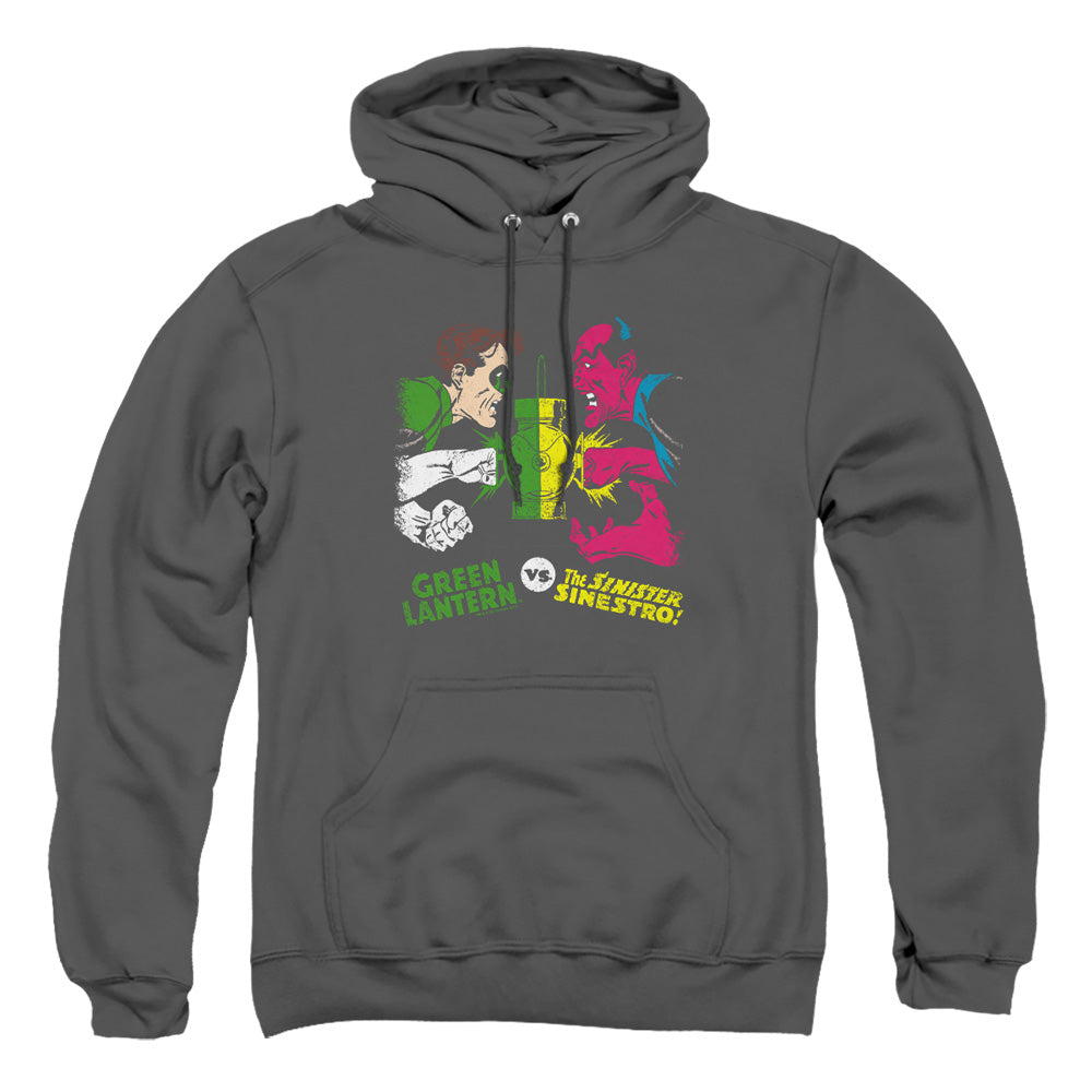 AN OFFCIALLY LICENSED DC GL VS SINESTRO ADULT UNISEX PULLOVER HOODIE CHARCOAL