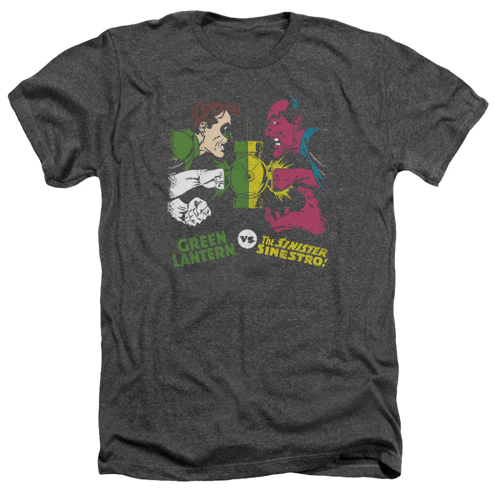 AN OFFCIALLY LICENSED DC GL VS SINESTRO MEN'S HEATHER T-SHIRT CHARCOAL