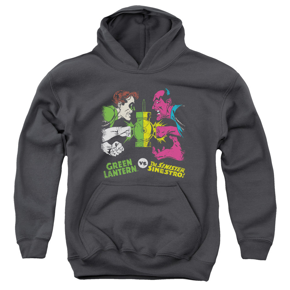 AN OFFCIALLY LICENSED DC GL VS SINESTRO YOUTH HOODIE CHARCOAL