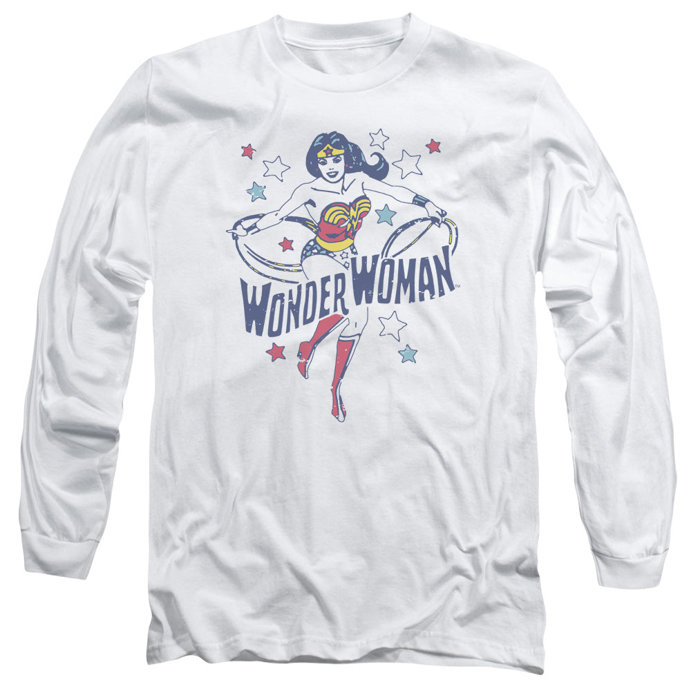 AN OFFCIALLY LICENSED DC WONDER STARS MEN'S LONG SLEEVE T-SHIRT WHITE